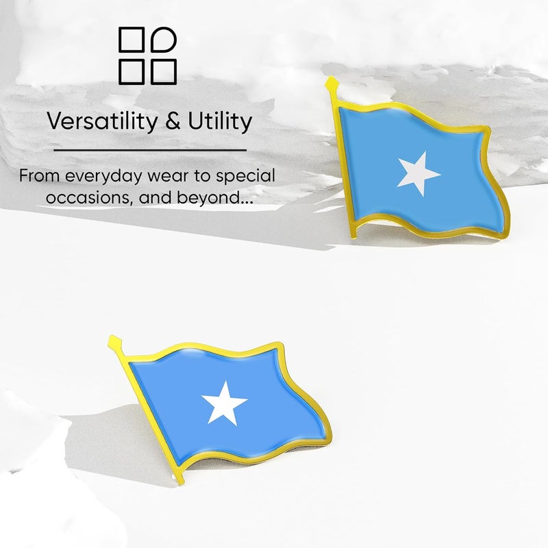 Ababyyan Somalia Flag Lapel Pin - Enamel Metal National Badge | World Travel Souvenir Gifts for Men & Women | Country Flag Patriotic Brooch Bulk Pack of Pins for Hat, Tie, Clothes, Backpack (1pc) - Image 5